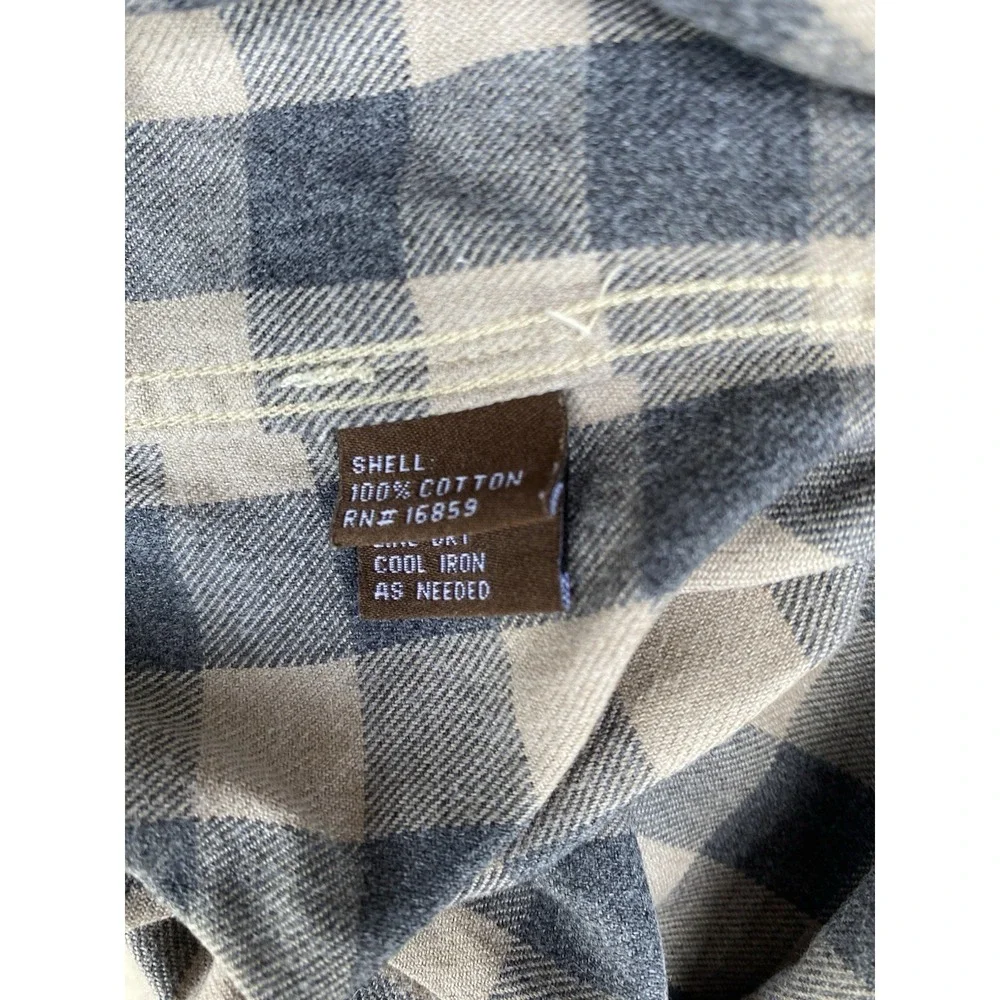 J‎ McLaughlin Flannel Shirt Gray Check 100% Cotton Mens L Gorpcore Bloke Grampa